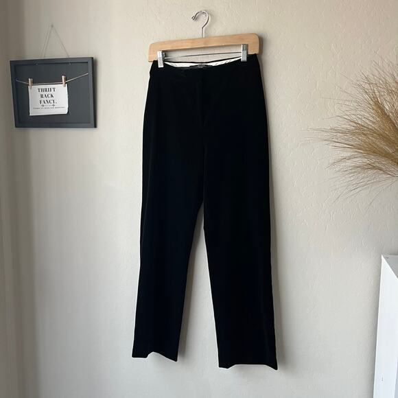 Weekend MaxMara Black Velvet Wide Leg High Waist Trouser Pants Size 6 - Picture 3 of 10